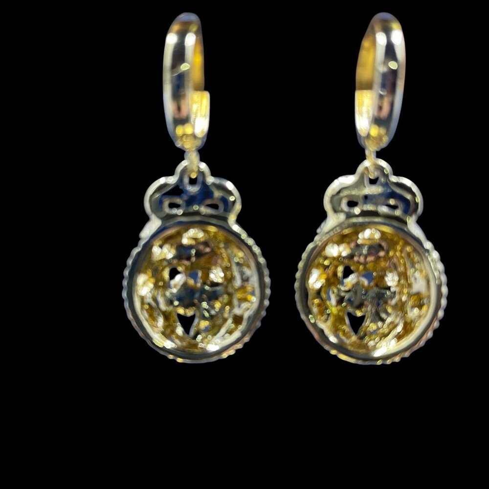 Multicolor Crystal Bow Drop Earrings Gold Statement Glam Vintage Style Jewelry - Picture 5 of 5